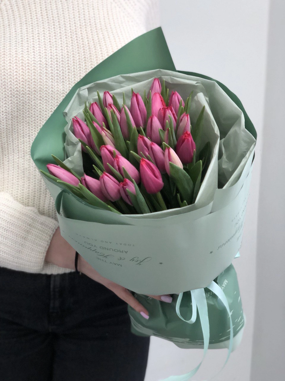 Картинка Букет из 25 розовых тюльпанов