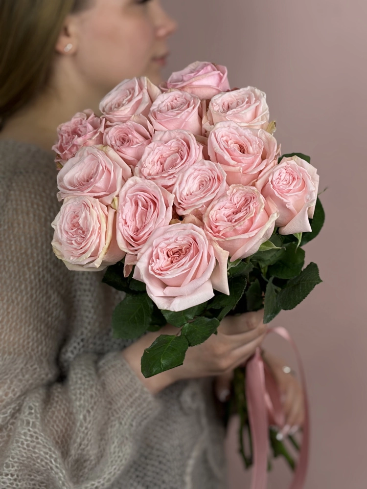 Букет из 15 роз Пинк Охара 40см