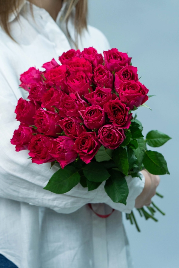 Картинка Букет из 25 малиновых роз Кения 40 см Картинка Букет из 25 малиновых роз Кения 40 см