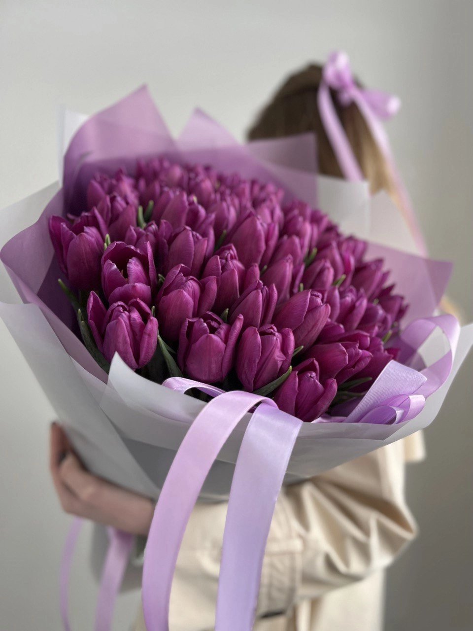 Картинка Букет из 51 тюльпана "Фиолетовая Энигма"