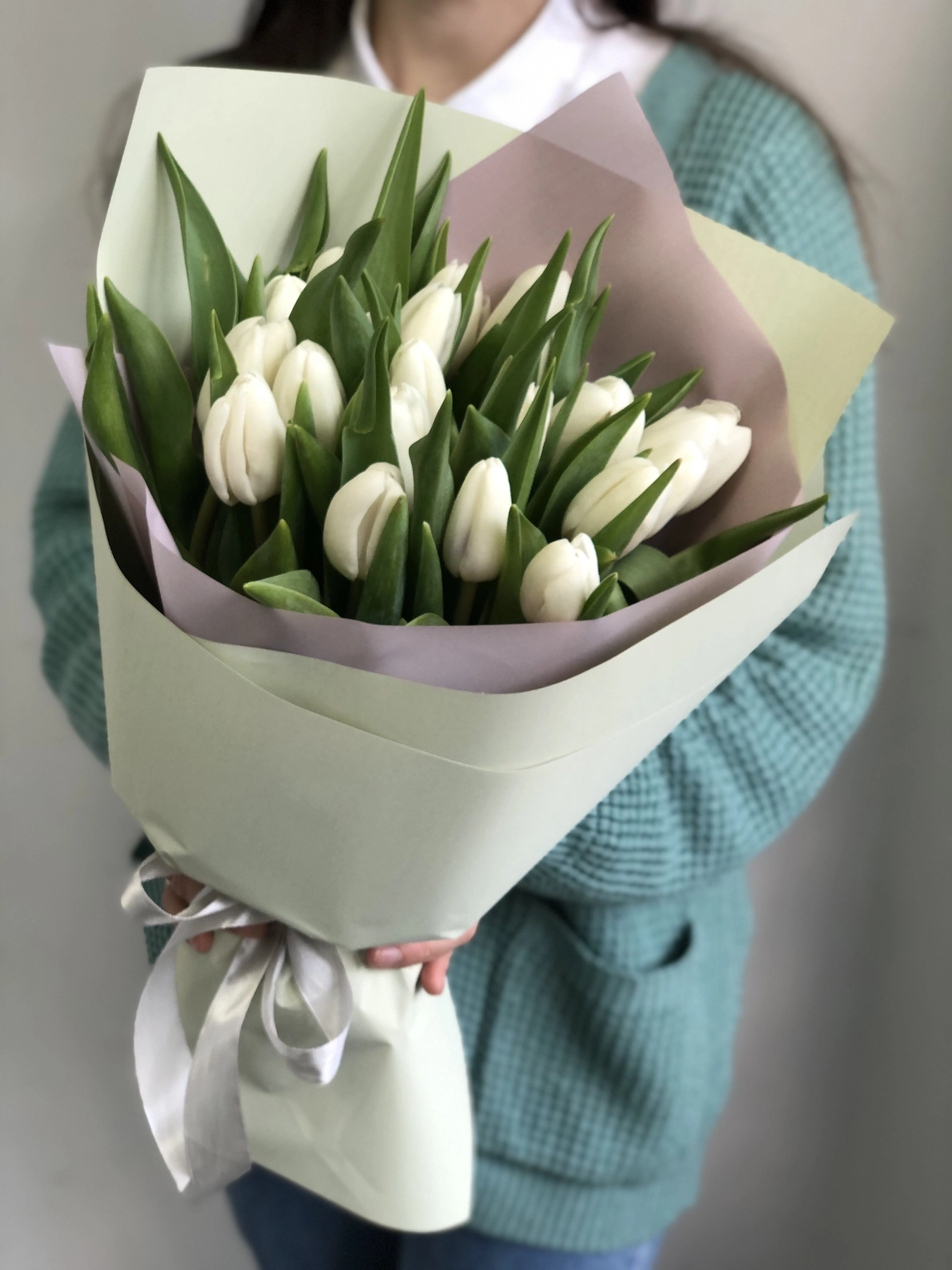 Картинка Букет из 21 белого тюльпана