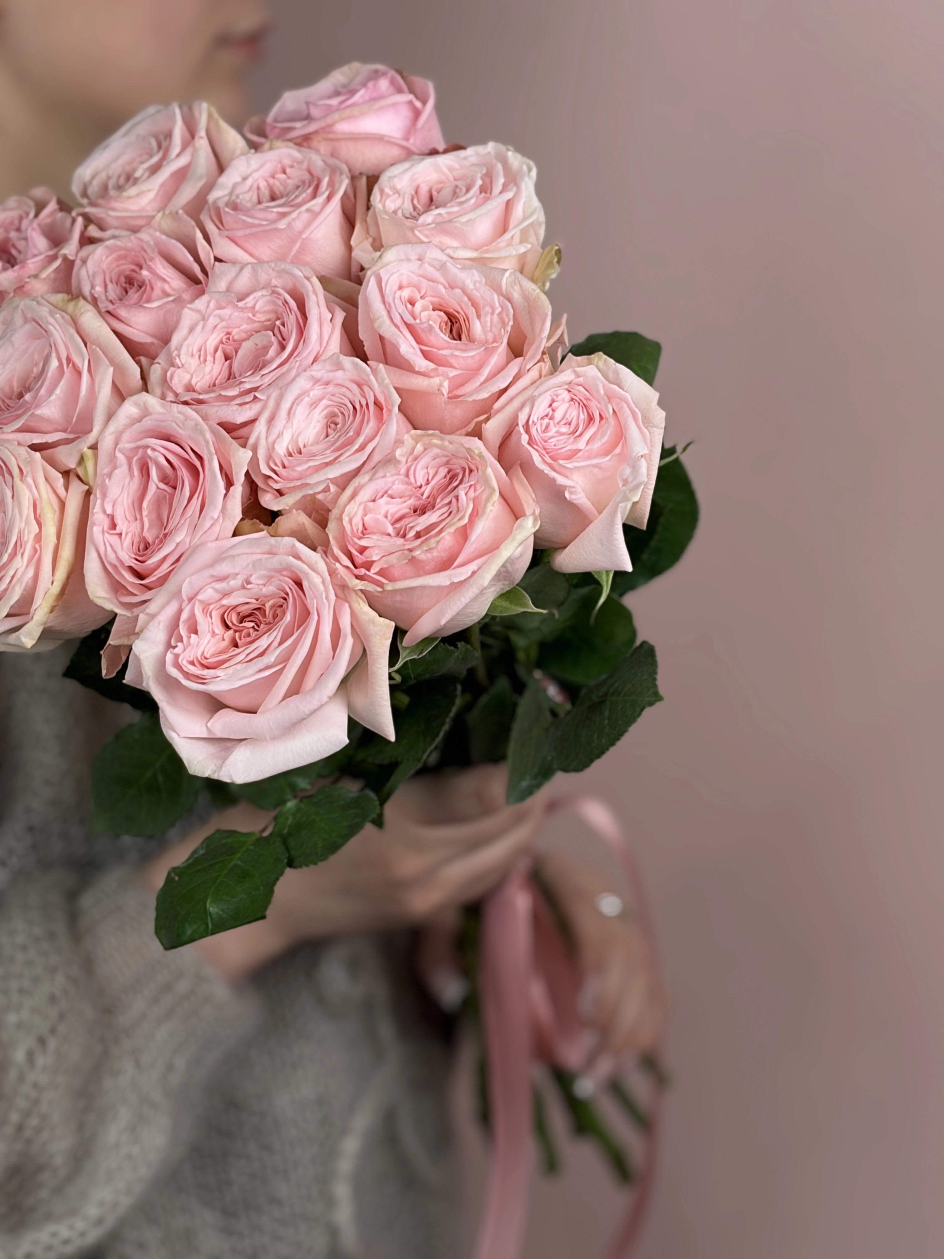 Картинка Букет из 15 роз Пинк Охара 40см