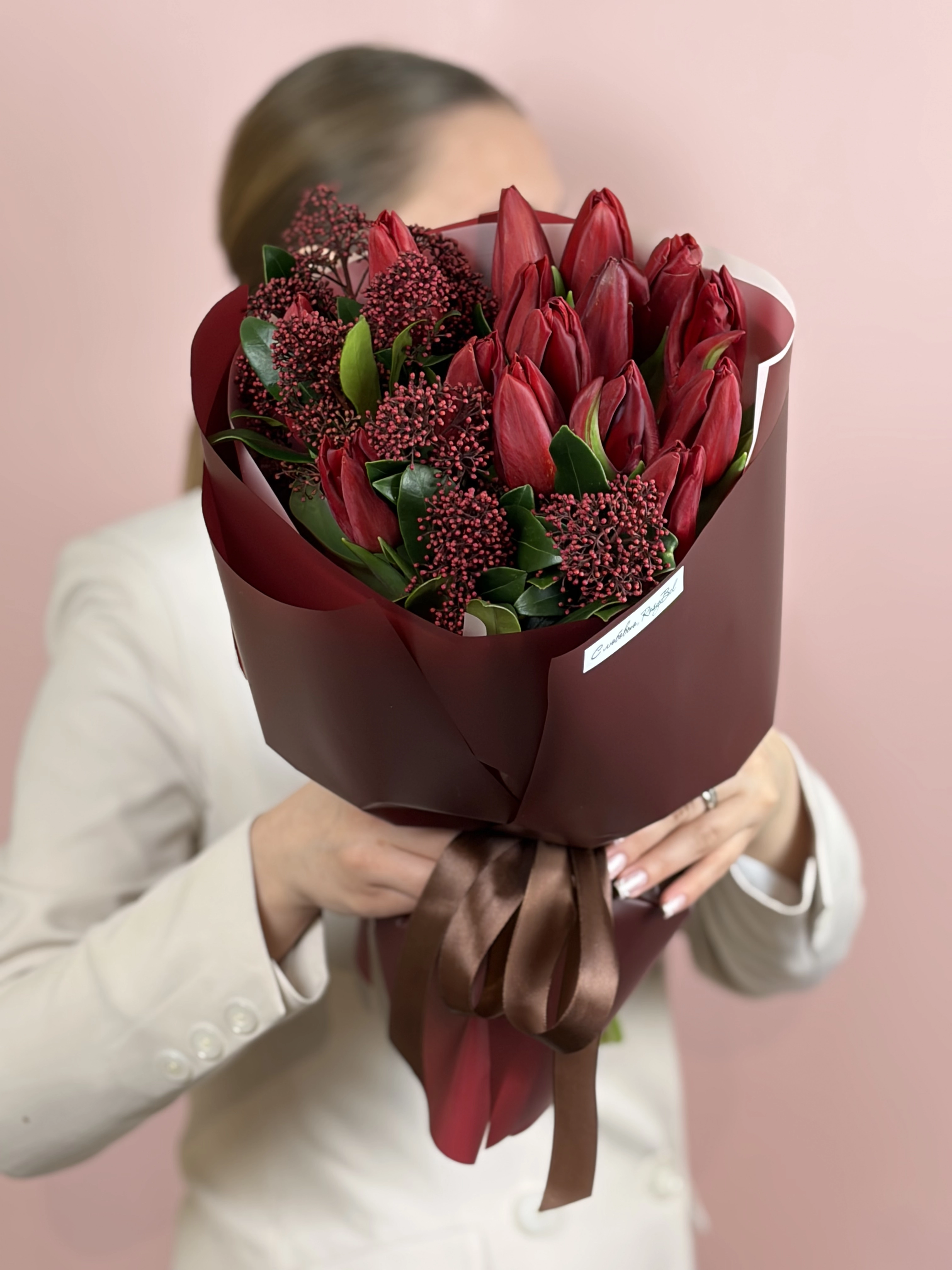 Картинка Букет из 15 тюльпанов "Глубокая Страсть"