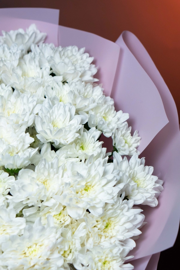 Картинка Букет из 21 хризантемы "Тепло души"