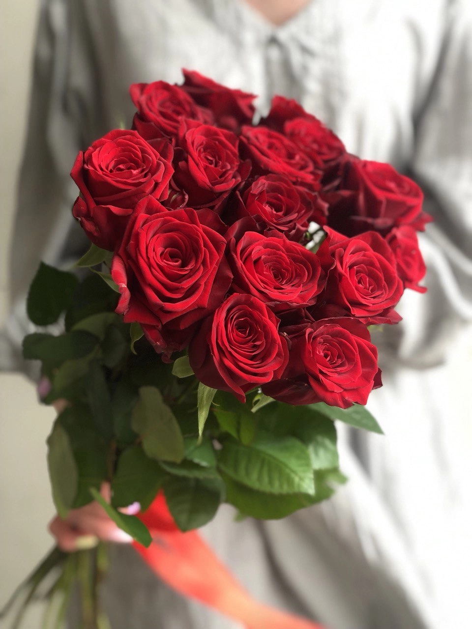 Картинка Букет из 15 роз "Обжигающий" 60 см Картинка Букет из 15 роз "Обжигающий" 60 см