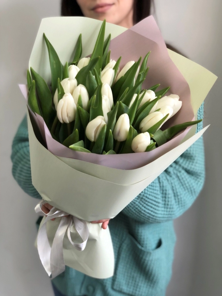  Букет из 21 белого тюльпана