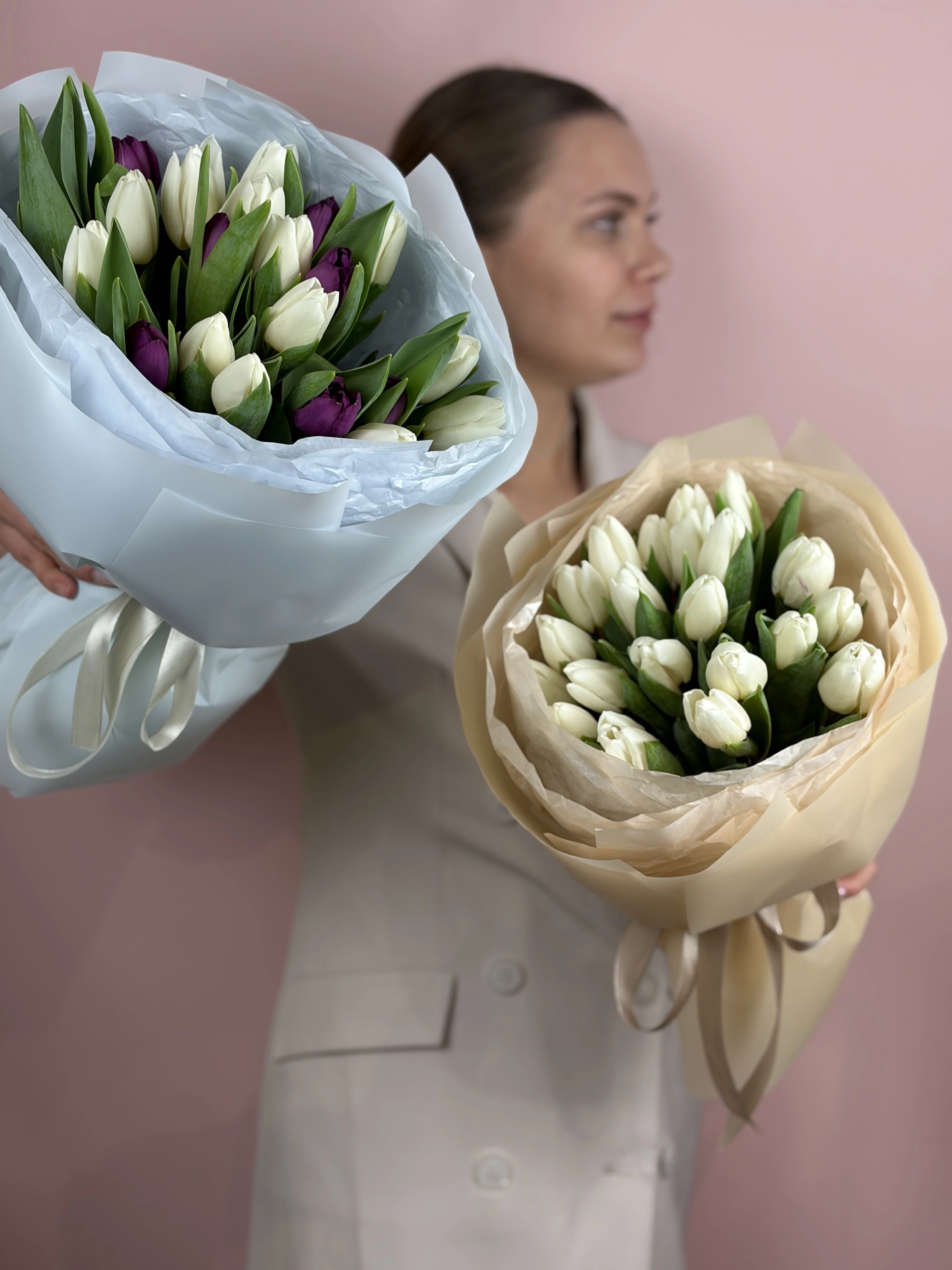 Картинка Букет из 21 тюльпана "Лунный свет"