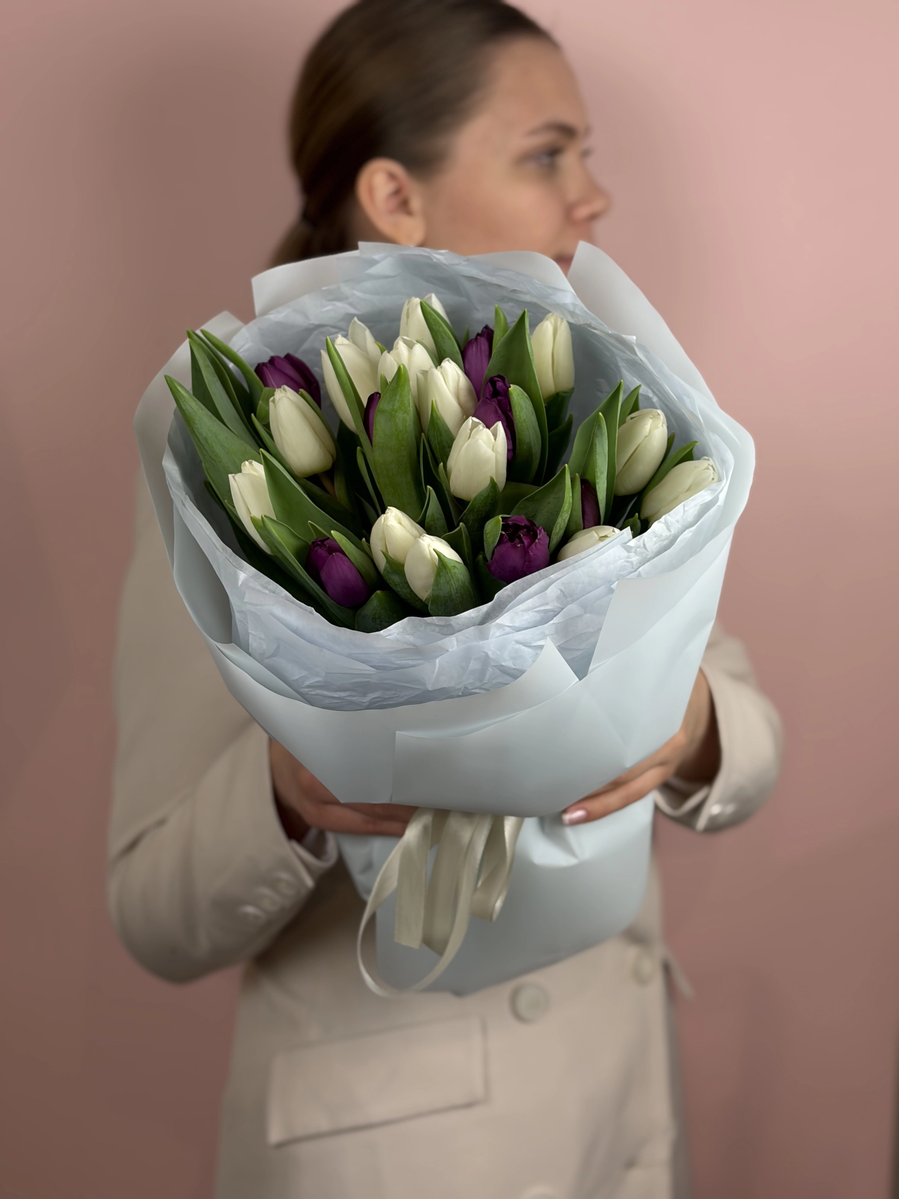 Картинка Букет из 21 тюльпана «Фиолетовая Фантазия»