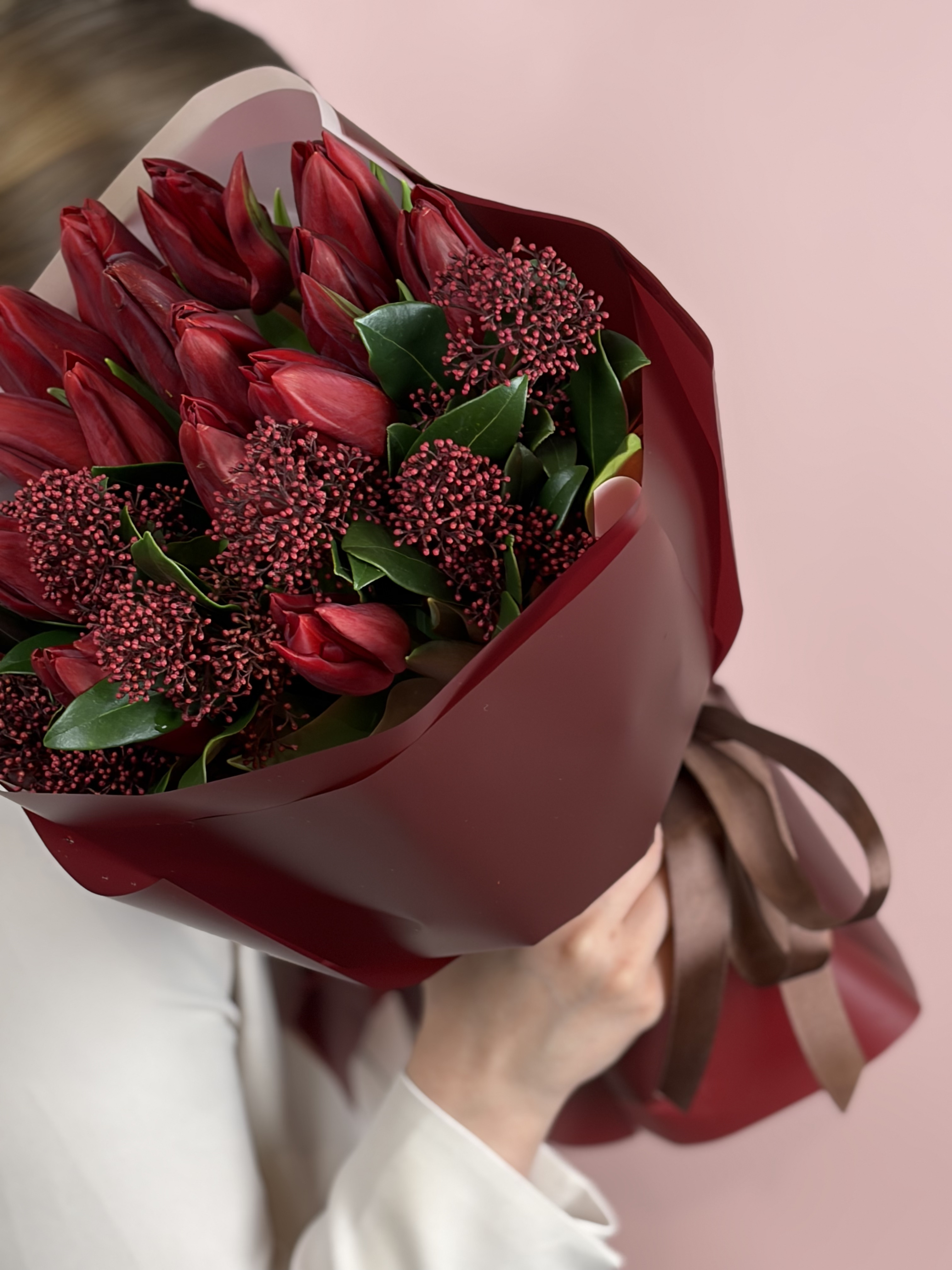 Картинка Букет из 15 тюльпанов "Глубокая Страсть"