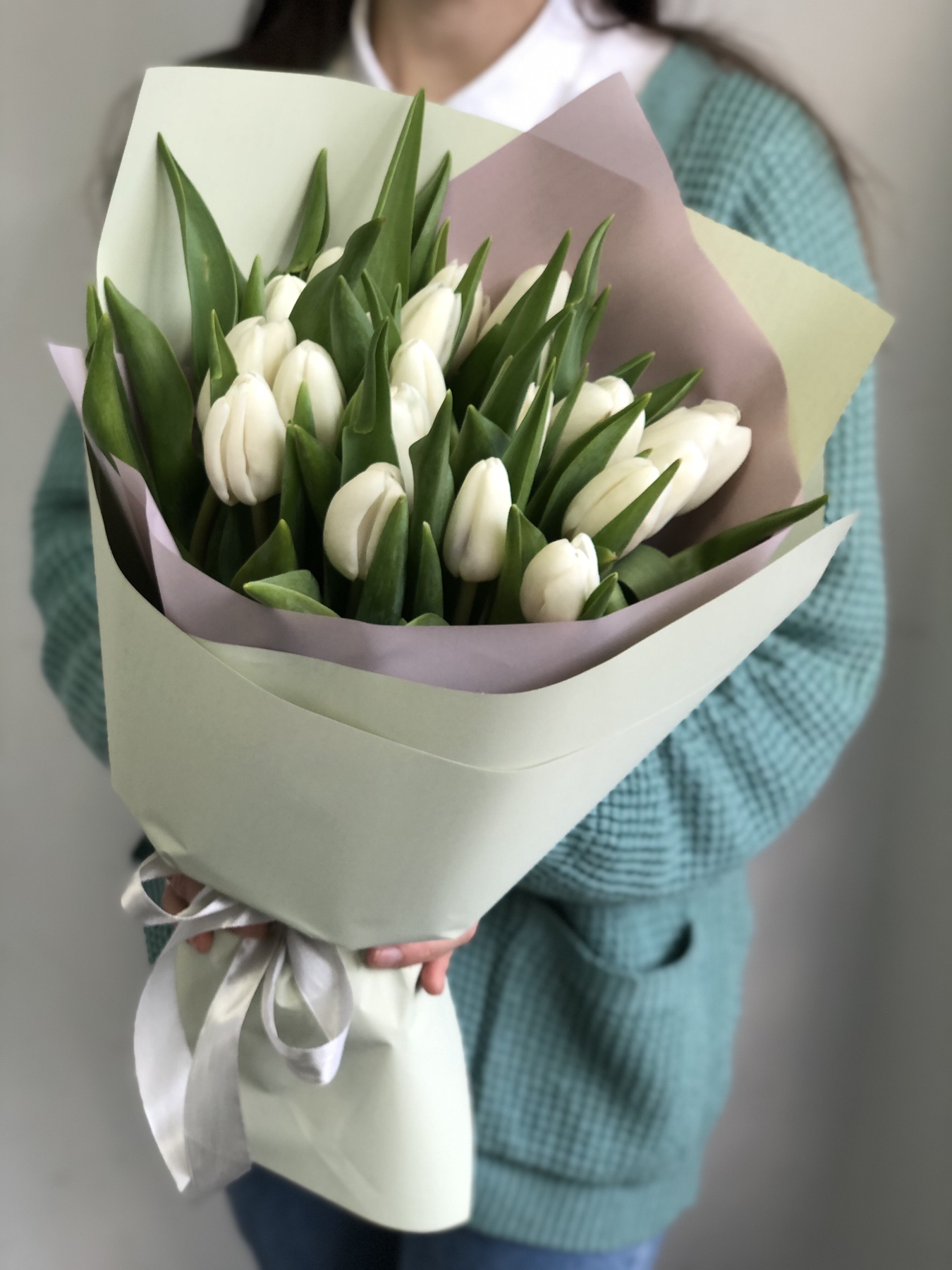 Картинка Букет из 21 белого тюльпана