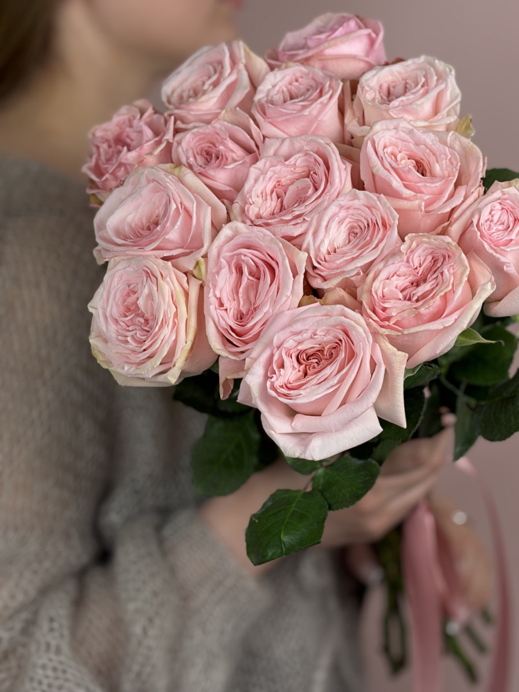 Картинка Букет из 15 роз Пинк Охара 60см