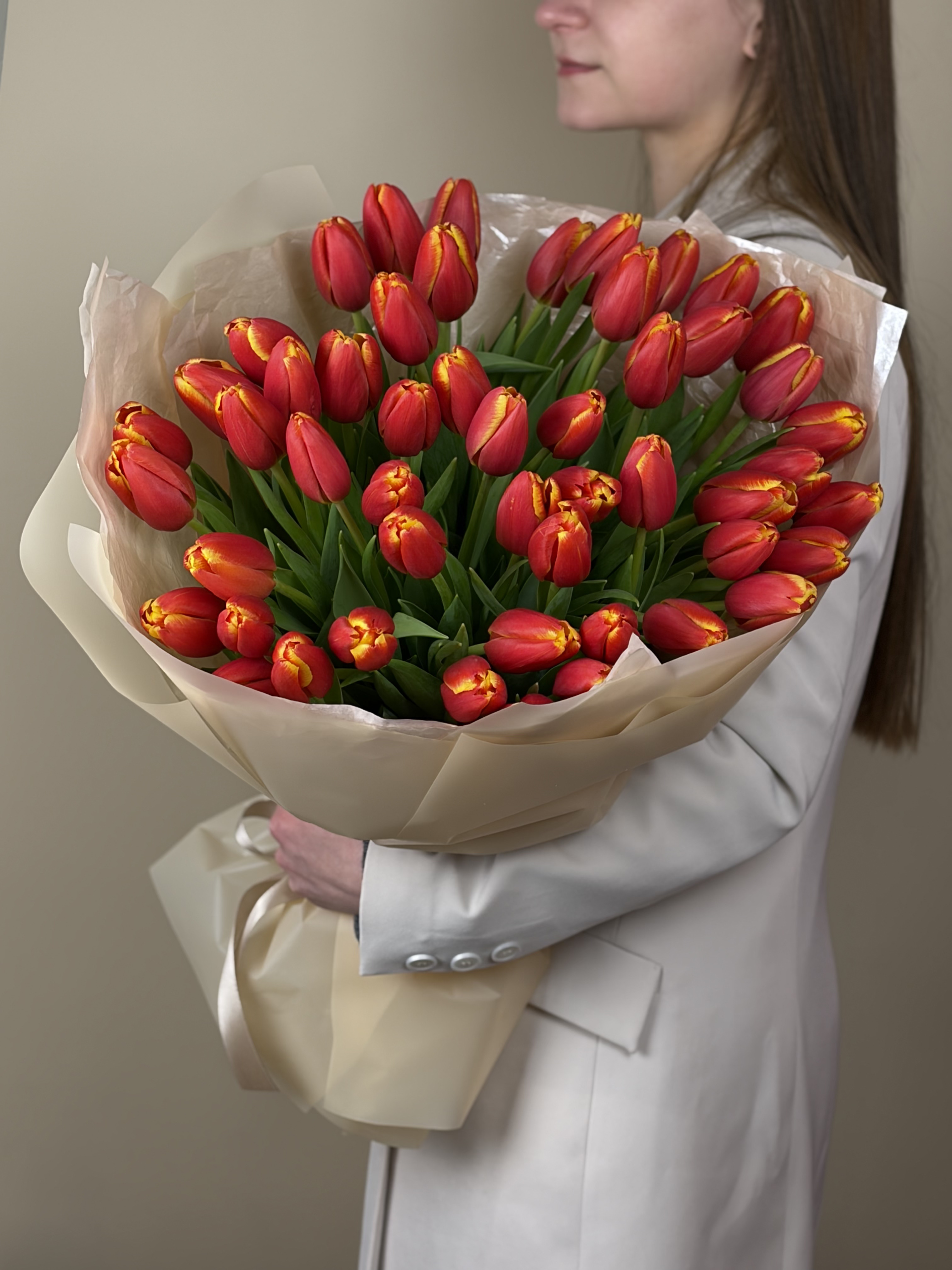 Картинка Букет из 51 тюльпана «Тропический Закат»