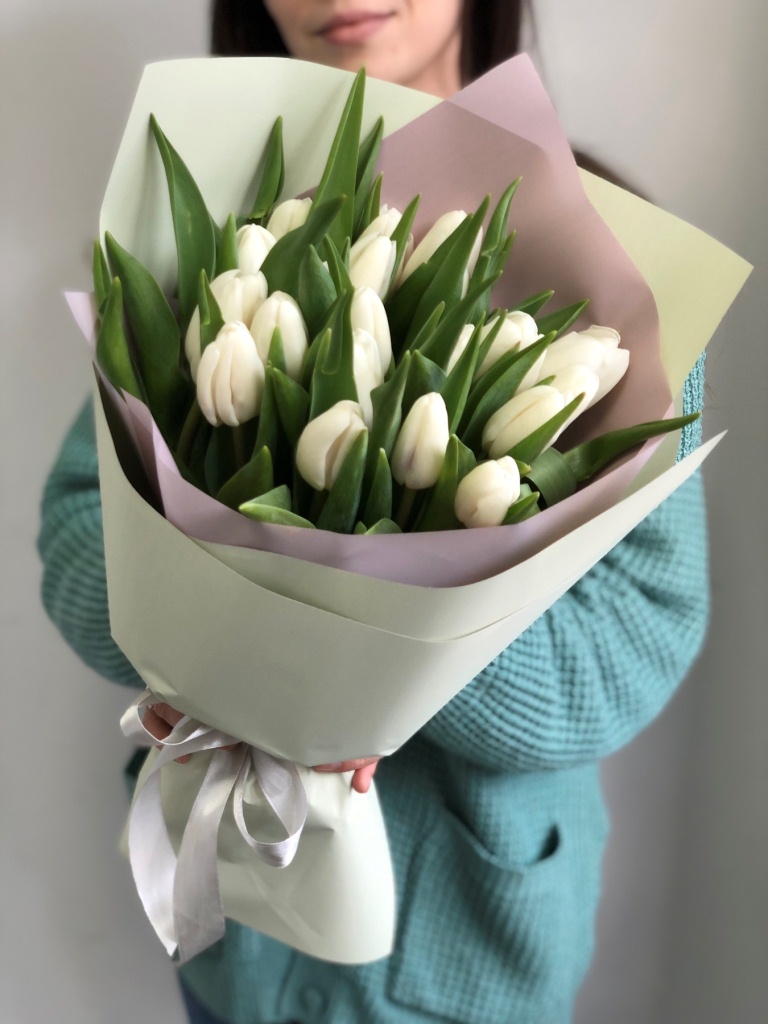 Картинка Букет из 21 белого тюльпана