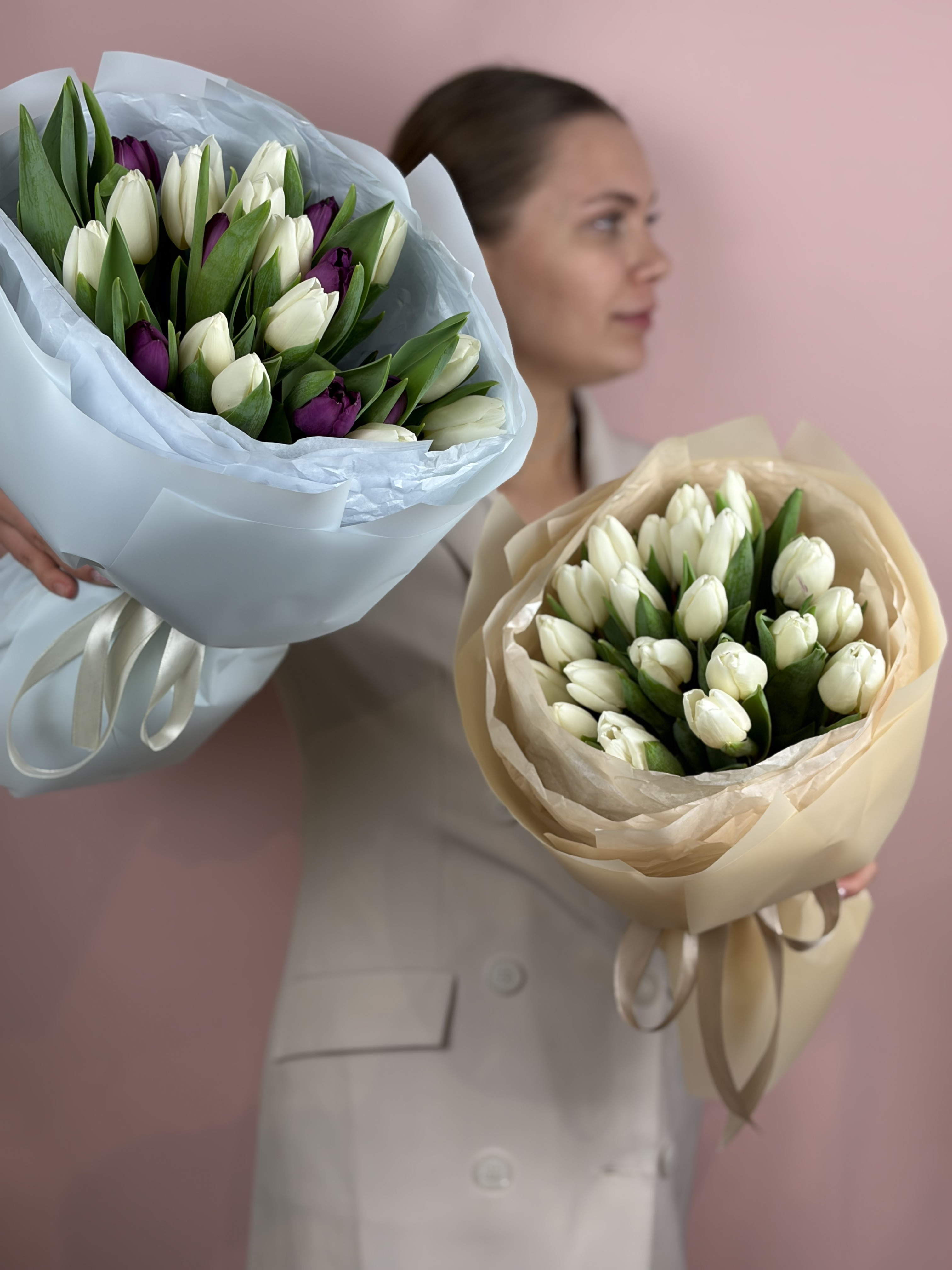 Картинка Букет из 21 тюльпана "Лунный свет"